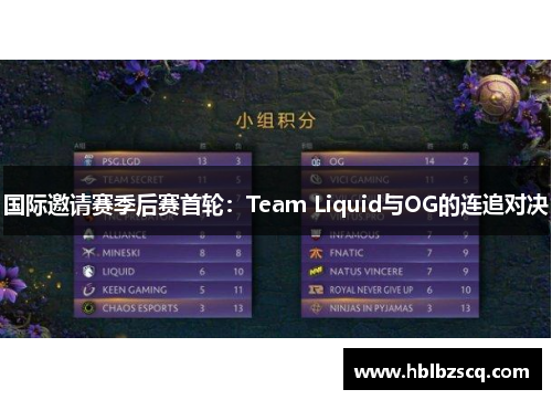 国际邀请赛季后赛首轮：Team Liquid与OG的连追对决