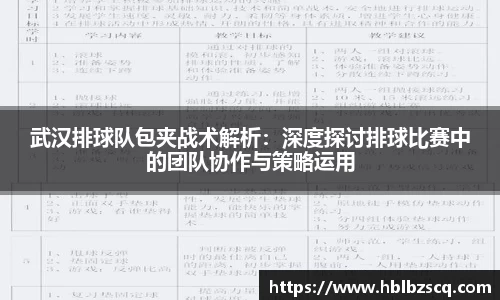 武汉排球队包夹战术解析：深度探讨排球比赛中的团队协作与策略运用
